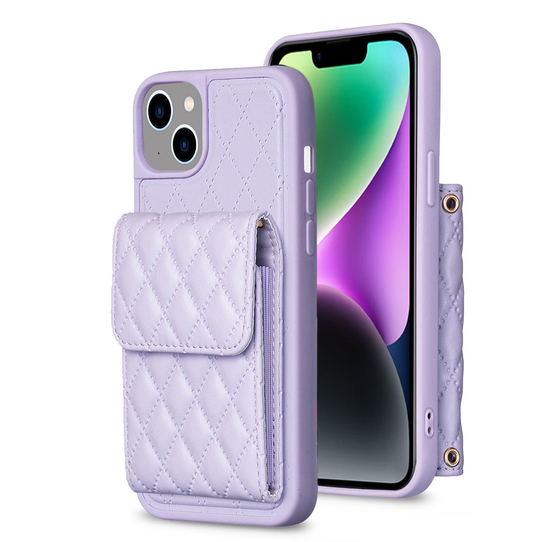 BF22-Style Vertical Card Holder Phone Case for iPhone 14/13 Dustproof PU Leather TPU Phone Cover with Strap BF22-Style Vertical Card Holder Phone Case for iPhone 14/13 Dustproof PU Leather TPU Phone Cover with Strap